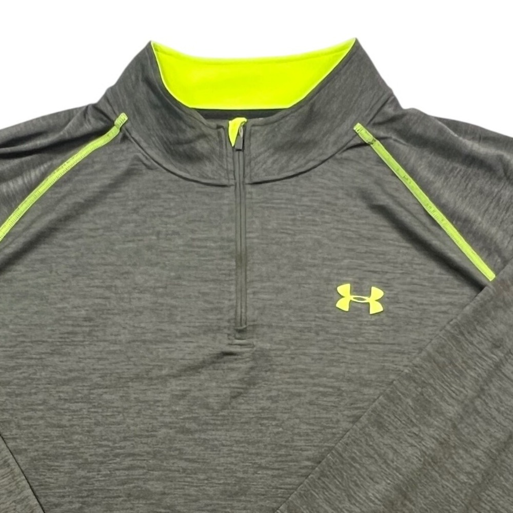 Under Armour Men's Gray HeatGear 1/4 Zip Long Sleeve Training Shirt 2XL J5